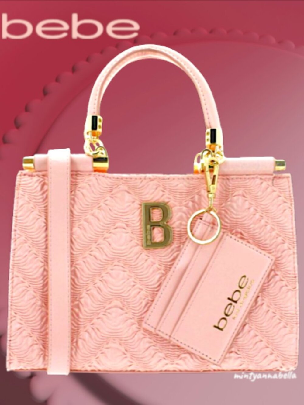 Bebe Nola Satchel w/ Card Case in Blush Pink